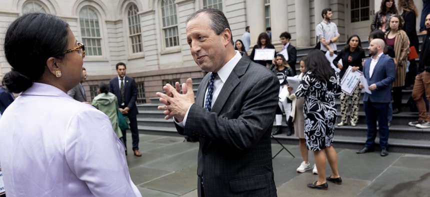 New York City Comptroller Brad Lander stops by City Hall