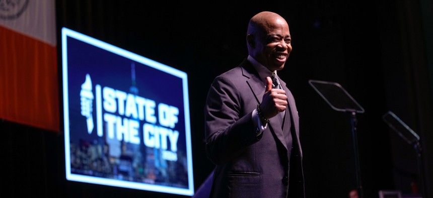 New York City Mayor Eric Adams gives the 2024 State of the City address.