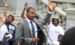 State Sen. Jabari Brisport speaks at a press conference on June 8, 2021.