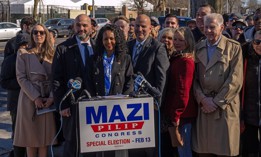 Mazi Pilip, center, was the ill-fated Republican nominee in a special election to replace former Rep. George Santos.