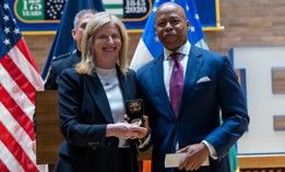 NYPD Commissioner Jessica Tisch, left, could run for mayor in the mold of Mike Bloomberg if New York City Mayor Eric Adams, right, bows out of the race.