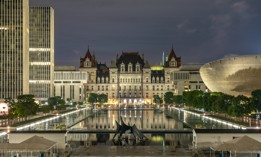 Empire State Plaza Reflecting Pool and New York State Capitol Building in Albany