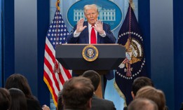 President Donald Trump speaks at a press conference on Jan. 30, 2025.