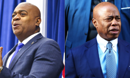 Newark Mayor Ras Baraka, left, and New York City Mayor Eric Adams, right.