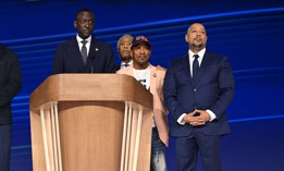 Raymond Santana, right, is considering a run for New York City Council. Here he’s pictured at the Democratic National Convention with, from left, the Exonerated Five’s Kevin Richardson and Yusef Salaam, the Rev. Al Sharpton, and the Exonerated Five’s Korey Wise. 