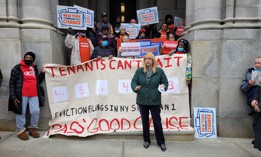 Assembly Housing Committee Chair Linda Rosenthal speaks at a housing rally on Nov. 11, 2023.