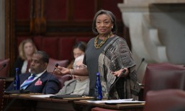 State Senate Majority Leader Andrea Stewart-Cousins speaks during the legislative session on Feb. 5, 2025.