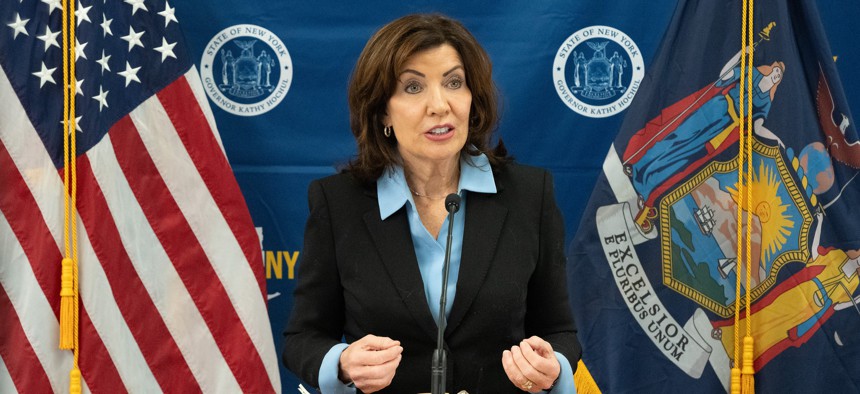 Gov. Kathy Hochul makes an affordability announcement on Feb. 7, 2025.