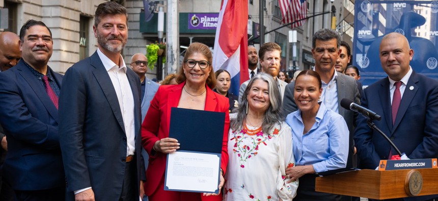 New York City Department of the Aging Commissioner Lorraine Cortés-Vázquez meets with community leaders.