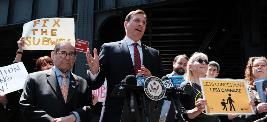 Reps. Jerry Nadler, left, and Dan Goldman, right, support state Sen. Brad Hoylman-Sigal for Manhattan borough president.