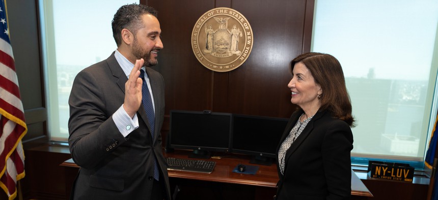 Robert Rodriguez, left, could be a top choice to join Gov. Kathy Hochul’s ticket.