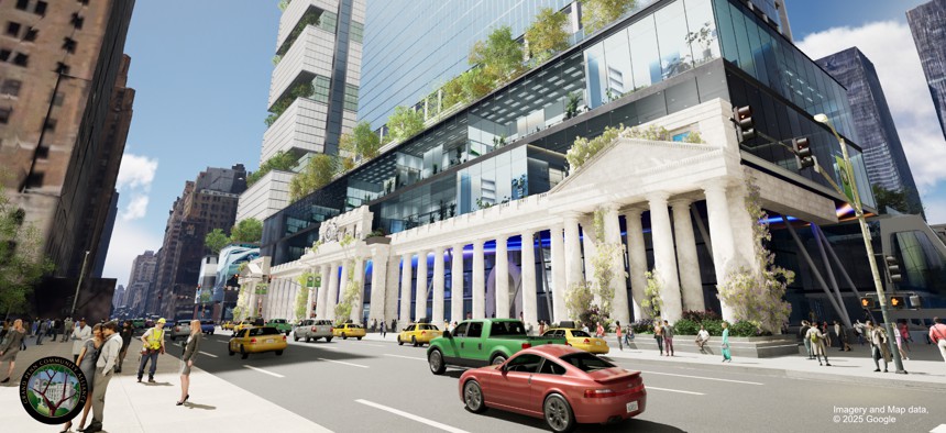 A view of the Grand Penn Community Alliance proposal for Penn Station's redevelopment. 