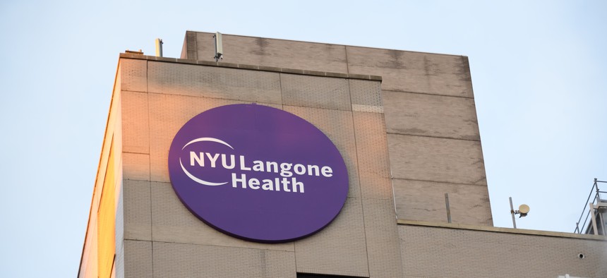 A view outside NYU Langone Health Hospital on April 4, 2020.