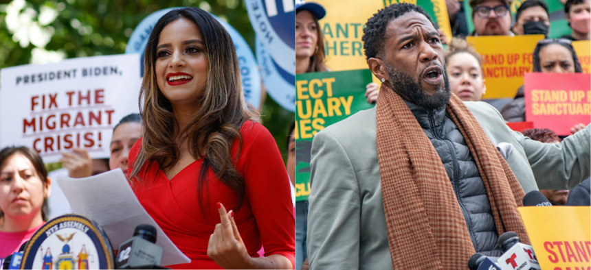 Assembly Member Jenifer Rajkumar, left, is challenging New York City Public Advocate Jumaane Williams.