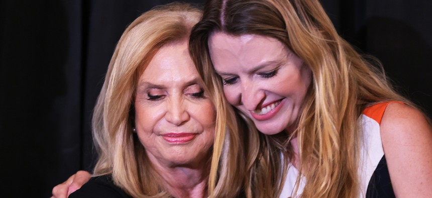 Carolyn and Virginia Maloney on primary election night in 2022.