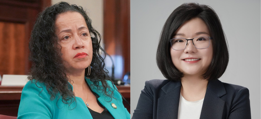 City Council Member Alexa Avilés, left, and her challenger Ling Ye, right.