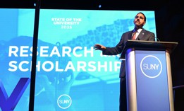 SUNY Chancellor John King delivers the annual State of SUNY speech in Albany on May 21, 2025.