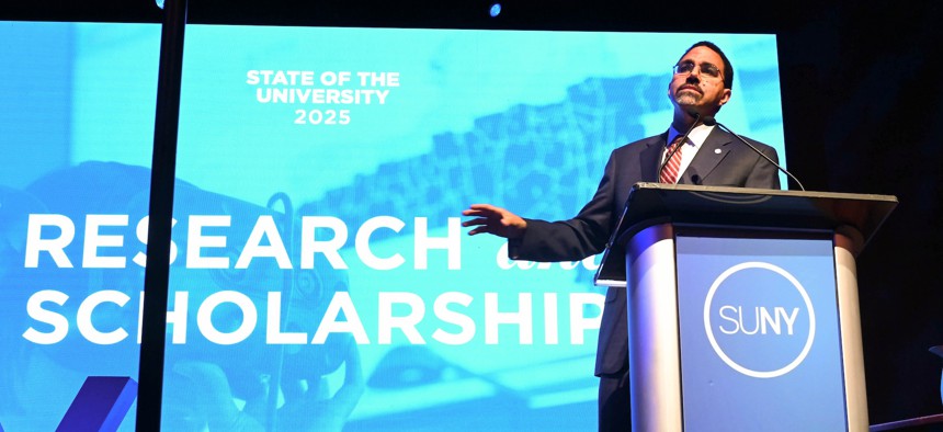 SUNY Chancellor John King delivers the annual State of SUNY speech in Albany on May 21, 2025.