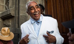 Charles Rangel campaigns in Harlem in 2014.
