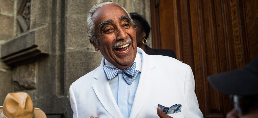 Charles Rangel campaigns in Harlem in 2014.