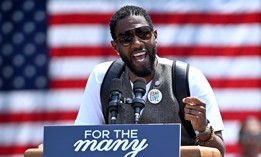 Public Advocate Jumaane Williams speaks at a rally in support of then-Rep. Jamaal Bowman in 2024.