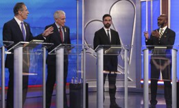 Candidates Andrew Cuomo, Whitney Tilson, Zohran Mamdani and Michael Blake face off at their first official debate