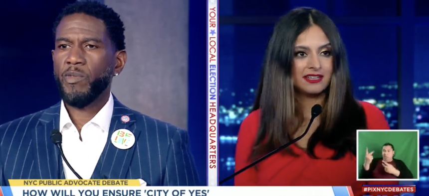 Incumbent Public Advocate Jumaane Williams, left, faced off with Assembly Member Jenifer Rajkumar