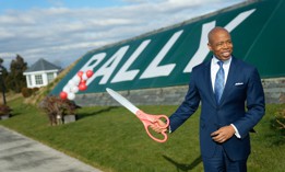New York City Mayor Eric Adams cuts the ribbon on the renamed Bally’s Links in 2024