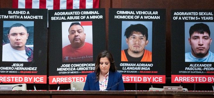 Rep. Elise Stefanik attended a House Oversight Committee hearing on “Sanctuary State Governors” that featured Gov. Kathy Hochul on June 12, 2025.