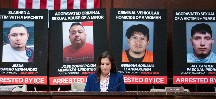 Rep. Elise Stefanik attended a House Oversight Committee hearing on “Sanctuary State Governors” that featured Gov. Kathy Hochul on June 12, 2025.