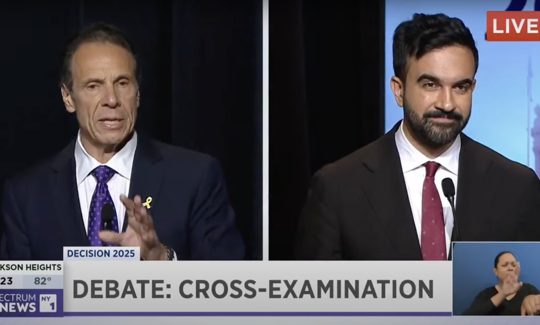Former Gov. Andrew Cuomo, left, and Assembly Member Zohran Mamdani