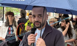 New York Immigration Coalition President and CEO Murad Awawdeh speaks at a press conference before a No Kings Day March in Manhattan on June 14, 2025.