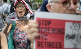 Public service retirees protest proposed changes to Medicare Advantage in 2023.