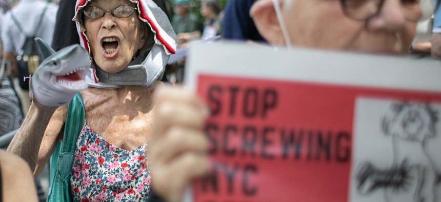 Public service retirees protest proposed changes to Medicare Advantage in 2023.