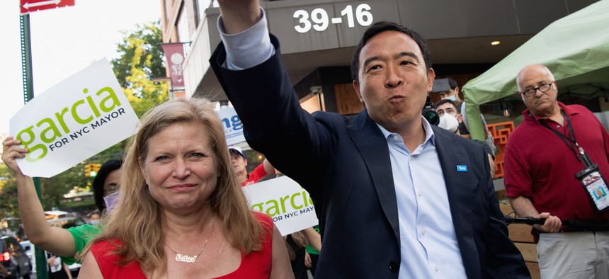 2021 mayoral candidates Kathryn Garcia and Andrew Yang