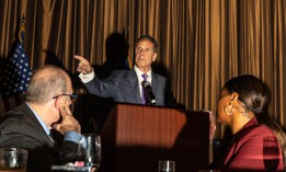Former Gov. Andrew Cuomo addresses the International Brotherhood of Electrical Workers Local 3 and Catholic Council on Sunday.