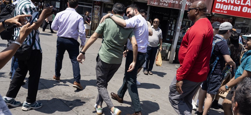 New York City mayoral candidate Zohran Mamdani at a campaign rally in Queens.