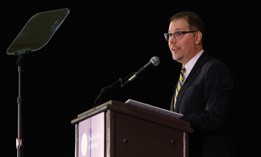 Manhattan Borough President Mark Levine gives a State of the Borough address in 2023.