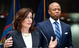 Gov. Kathy Hochul, left, proposed a series of measures to increase the state’s oversight of embattled Mayor Eric Adams, right, but few of the proposals gained any traction.