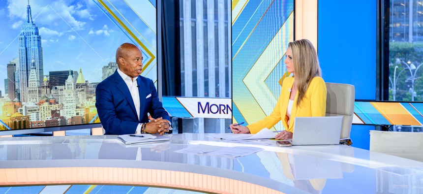 New York City Mayor Eric Adams is interviewed by anchor Cheryl Casone on Fox Business in a July 8 appearance.
