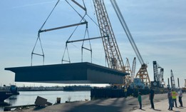 Plus Pool’s pilot pool was transferred from land to the water at Port Newark