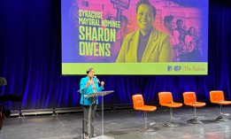Sharon Owens, the Democratic nominee for Syracuse mayor, speaks at a Working Families Party event on Aug. 2, 2025.