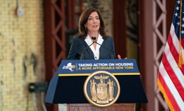 Gov. Kathy Hochul announces executive actions to promote housing development on July 18, 2023.