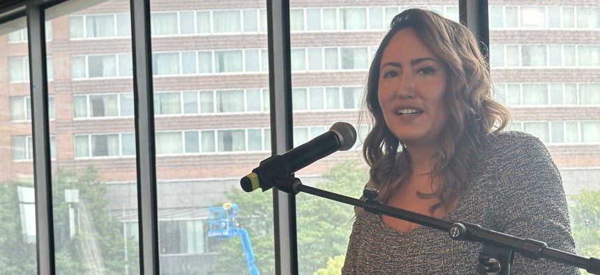New York City Schools Chancellor Melissa Aviles-Ramos speaks at City & State’s annual Education Summit at the Museum of Jewish Heritage in Lower Manhattan on Aug. 14, 2025.