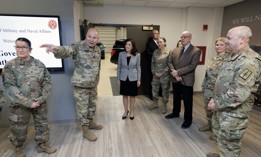 Gov. Kathy Hochul visits the state Division of Military and Naval Affairs, which manages the New York National Guard, on Dec. 28, 2023.