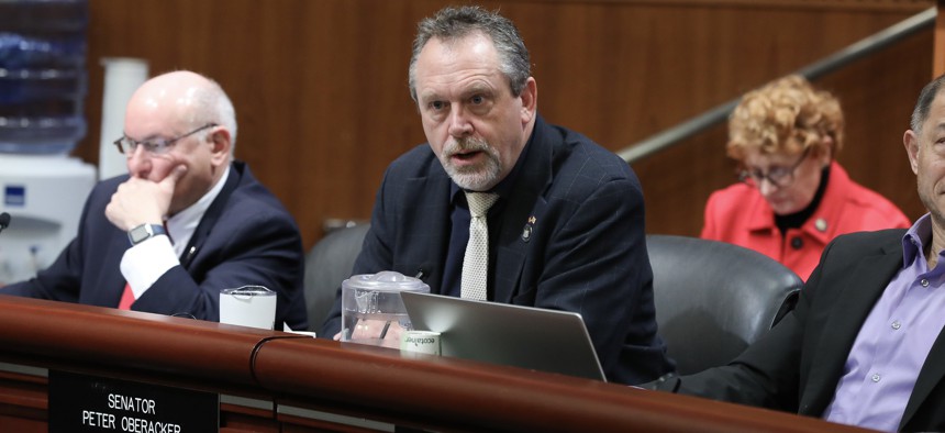 State Sen. Peter Oberacker speaks during a joint budget hearing on Feb. 7, 2024.