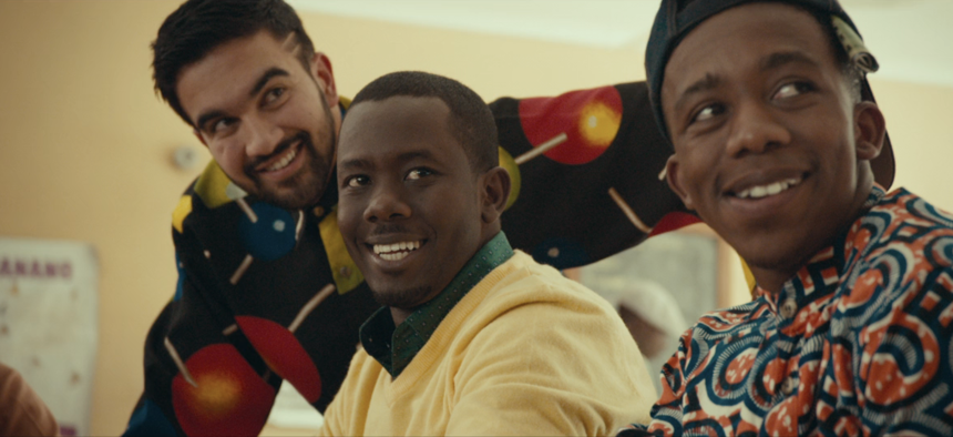 Zohran Mamdani, left, plays a chess hustler in a scene from the 2016 Disney movie “Queen of Katwe.”
