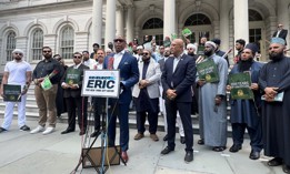 Eric Adams touted the endorsements of Muslim leaders at City Hall Thursday. Many of them were told it was a celebration of the Prophet Muhammad’s birthday and did not realize they were at a political event.