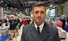 “The thought of doing something good and taking the positives out of 9/11 is such a great, great way to look at things,” said New York City Fire Department Lt. James Dowdell, as he visited with volunteers during 9/11 Day at the Intrepid Museum on Sept. 10, 2025.