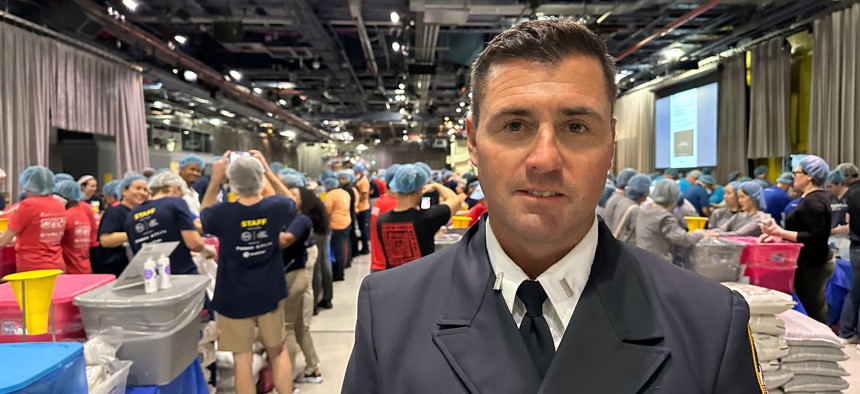 “The thought of doing something good and taking the positives out of 9/11 is such a great, great way to look at things,” said New York City Fire Department Lt. James Dowdell, as he visited with volunteers during 9/11 Day at the Intrepid Museum on Sept. 10, 2025.